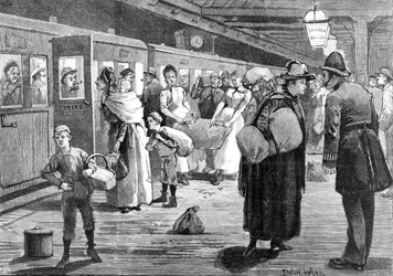 A London Bridge pályaudvarról induló komlószedők 1891 éjfélkor